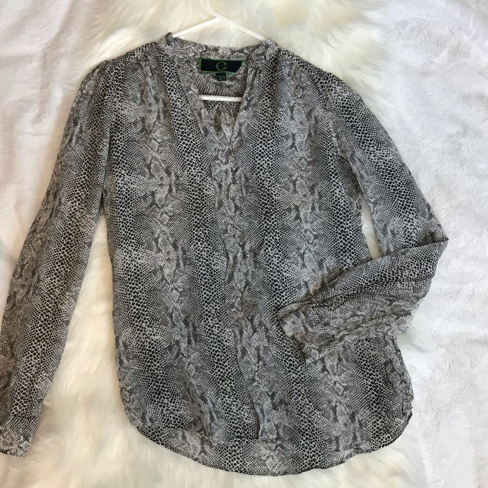 100% Silk Snake Print Blouse - Picture 2 of 4